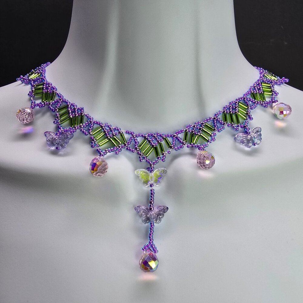 Handmade 925 Sterling Silver Butterfly Garden Inspired Necklace and Earring Set